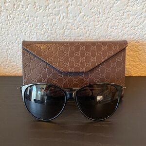 Gucci GG1268S Micro GG Cat Eye-Frame Sunglasses and GG Sima Collapsible Case